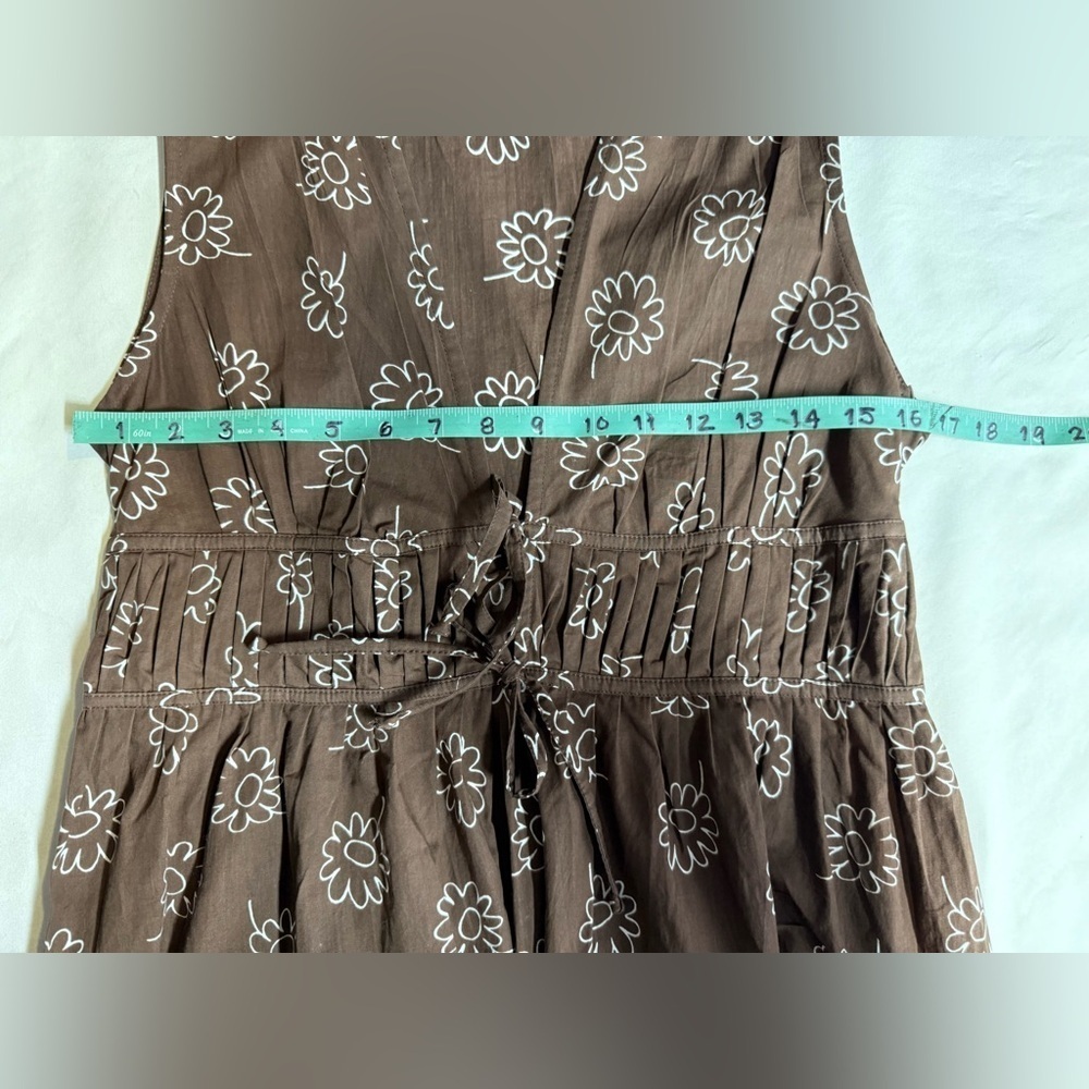 FAITHFUL the BRAND Chocolate brown MARTA daisy print deep V Midi Dress size 8 - Picture 10 of 14